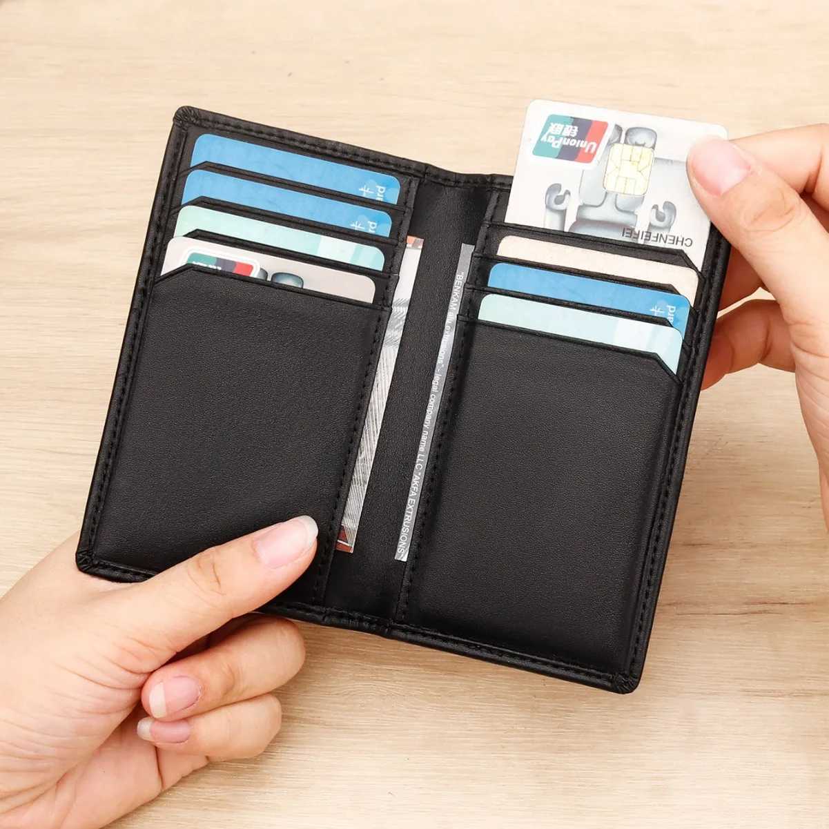 Portable Genuine Leather Card Holder Wallet Men Multi Slots Bank Case ID Bus Card Holder Minimalist Cardholder Bag Z250621
