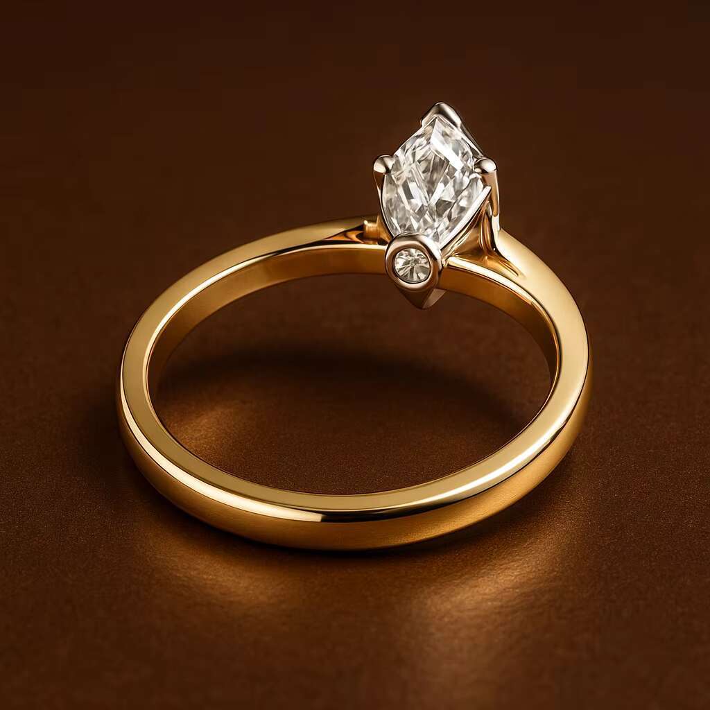 Original Marquise Cut Moissanite Engagement Ring 10k Yellow Gold Wedding Ring 0.80 Ct White Marquise Solitaire Moissanite Ring