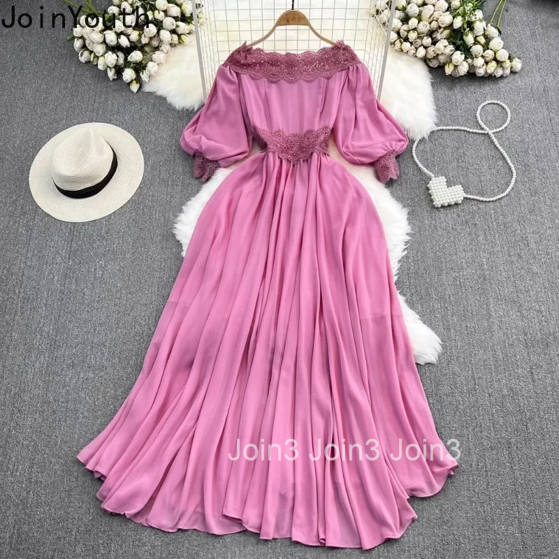 Temperament Robe Femme Elegant Dress for Womens Slash Neck Slim Waist Fashion Irregulae Maxi Dresses 2025 Vestidos De Mujer