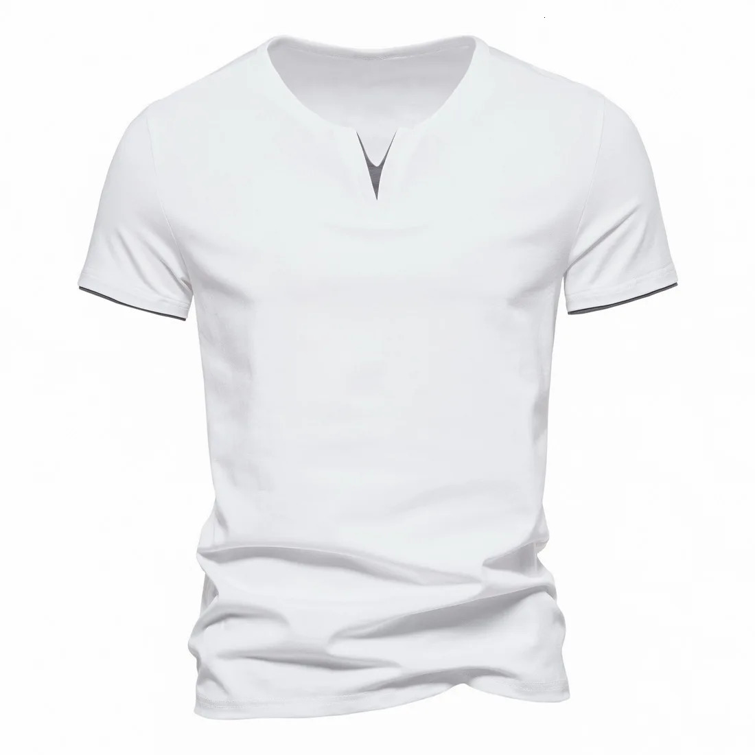 Mens Short Sleeve Henley Shirts Casual Cotton Slim Fit Basic Summer V Neck T-Shirt 250619