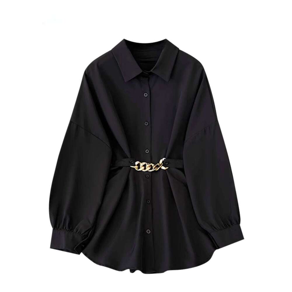 Plus Faionable Large Size Women's Long Sve Collar Irt Spring New Ele Anti-Aging Trendy Top Korean Sle