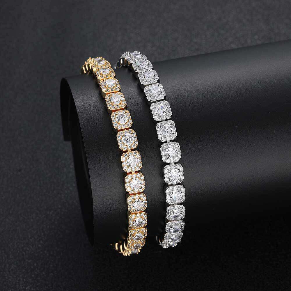 7mm Flip Cover Buckle Zircon Rock Candy Chain Trendy Brand Personality Hip Hop Necklace Jewelry Men's Bracelet f42b