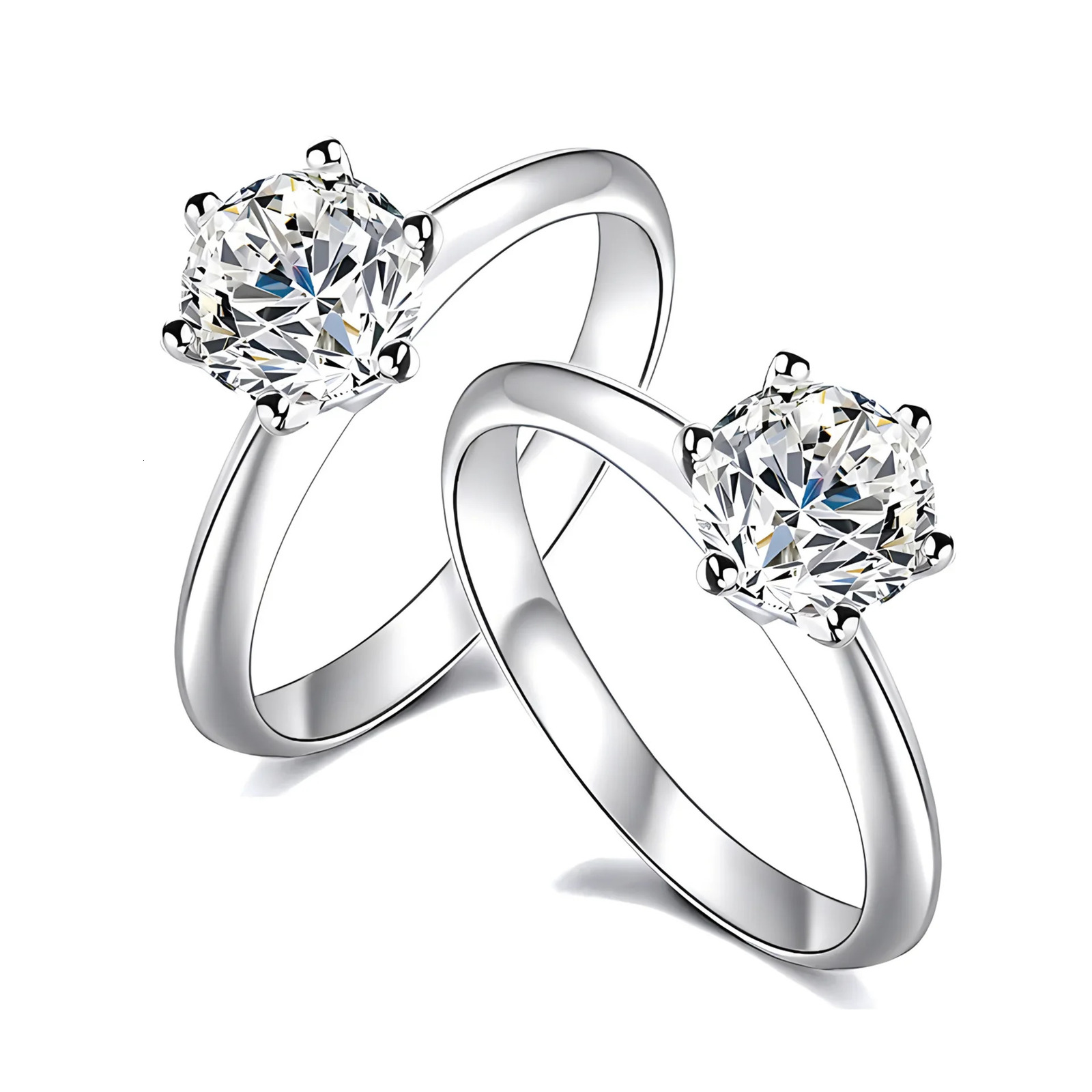 Classic Real 1 D Color Wedding Rings For Women White Gold Plated 100% 925 Sterling Silver Bridal Fine Jewelry 250617