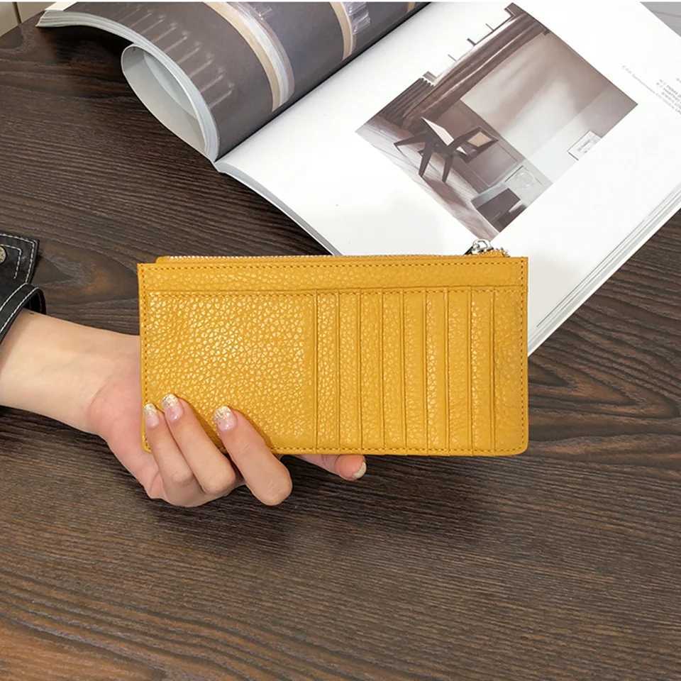 Large Capacity Long Zipper Card Holder Custom Letters Genuine Leather Men Wallet Business Women Phone Clutch Purse Z250621