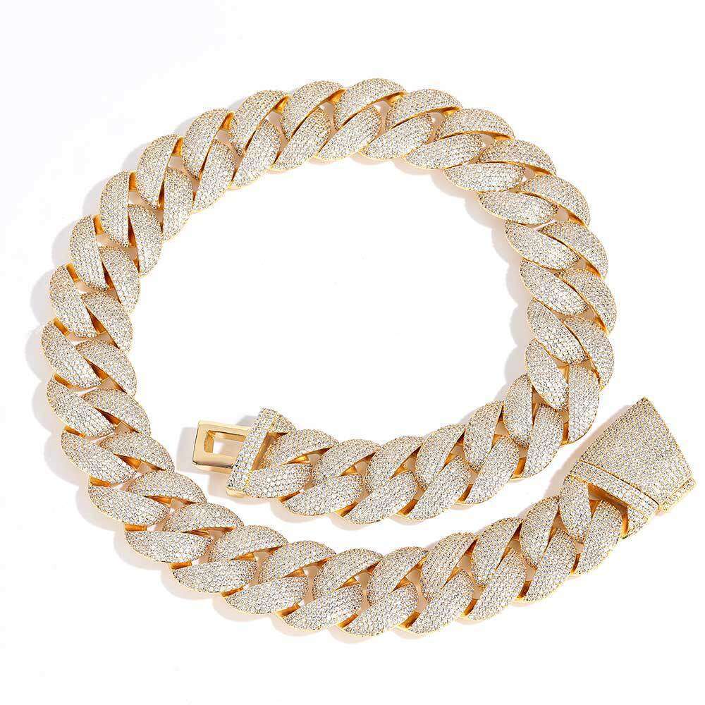 24mm Bubble Cuban Chain Zircon Necklace Trendy Brand Personality Men's Jewelry Hip Hop Bracelet 22be