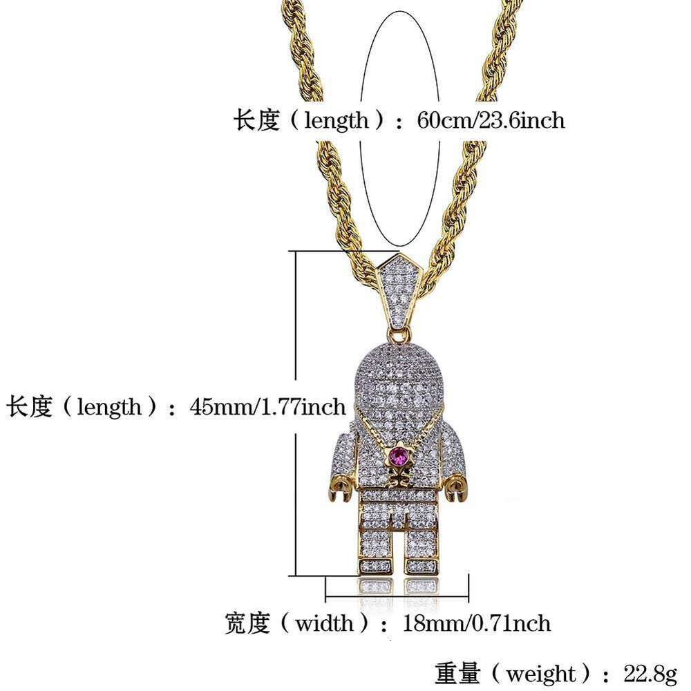 Personality Astronaut Pendant Micro Paved Zircon Hip Hop Men's Trendy Necklace