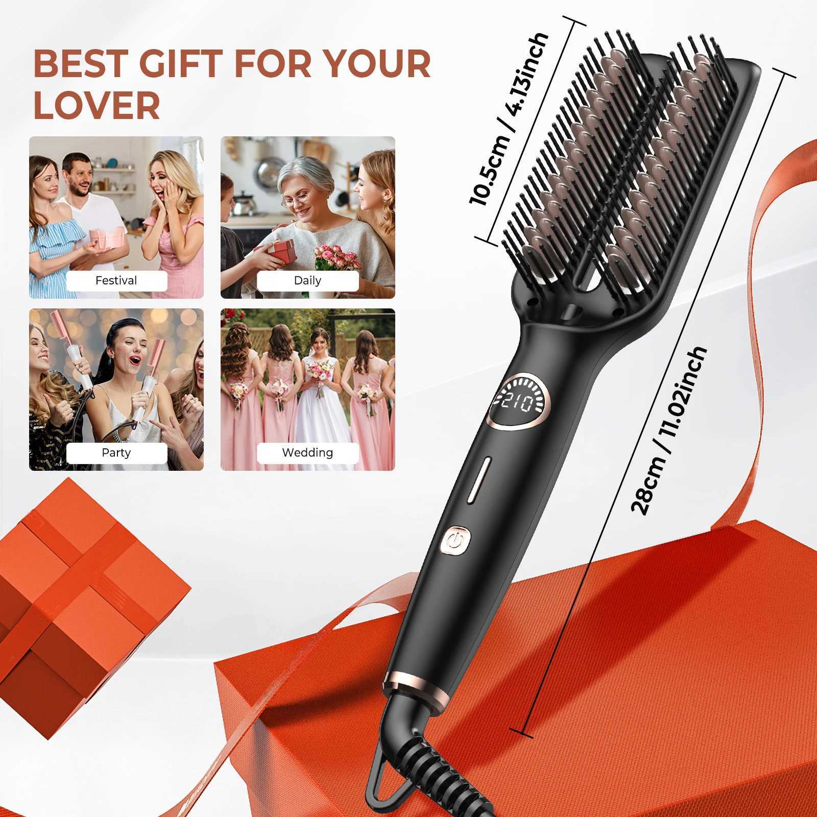 Electric Hair Straightener Brush Professional Fashion Fast Heating Ceramic Hair Straightener Comb Hair Tool Easy to UseXJ250621