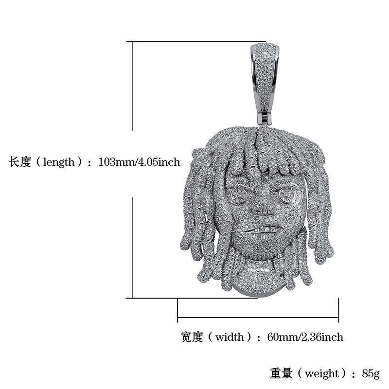 Hip Hop Oversized Portrait Pendant Micro Paved Zircon Unisex Trendy Accessory