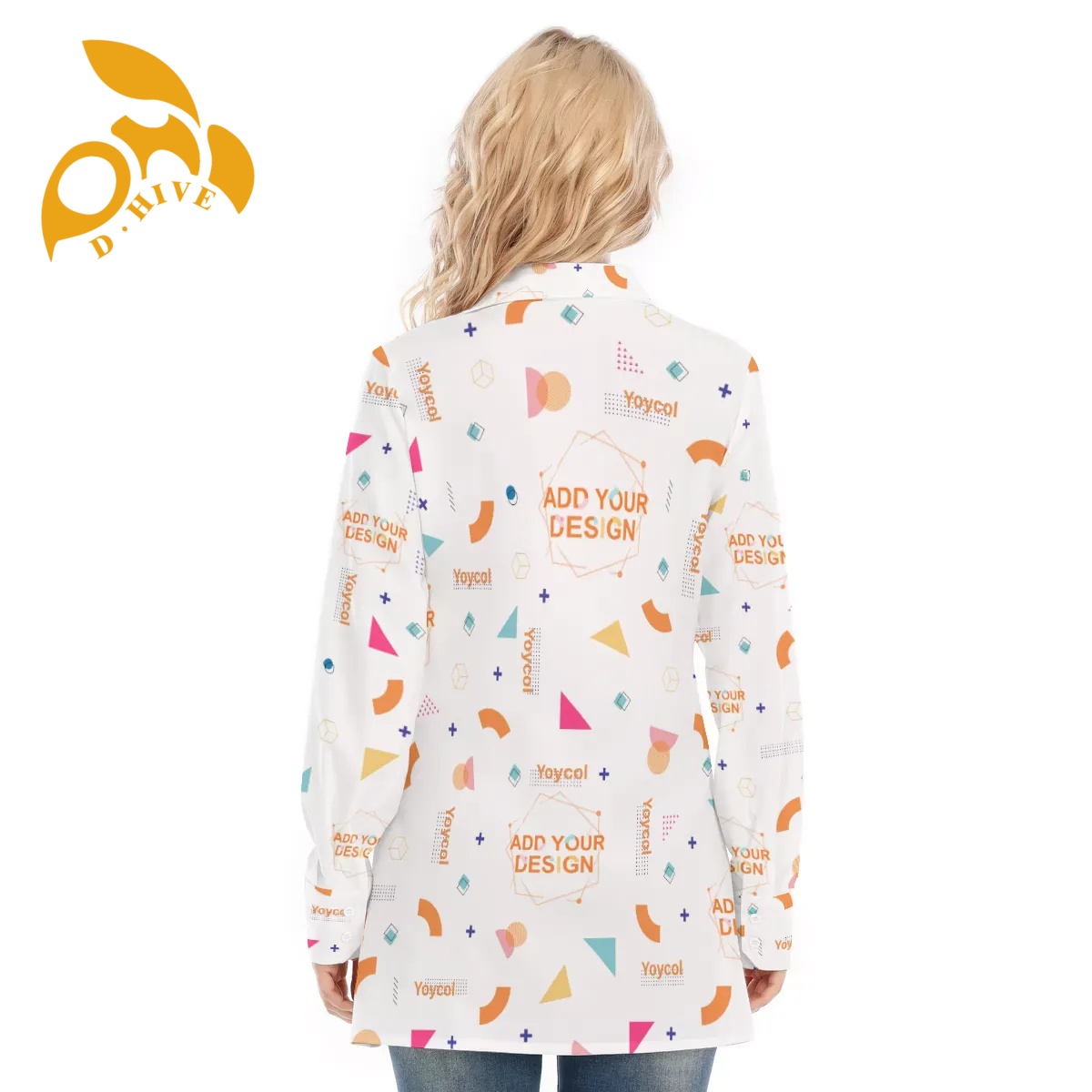 Free shipping Customer customization All-Over Print Women's Long Shirt Design fashion Show off one's figure