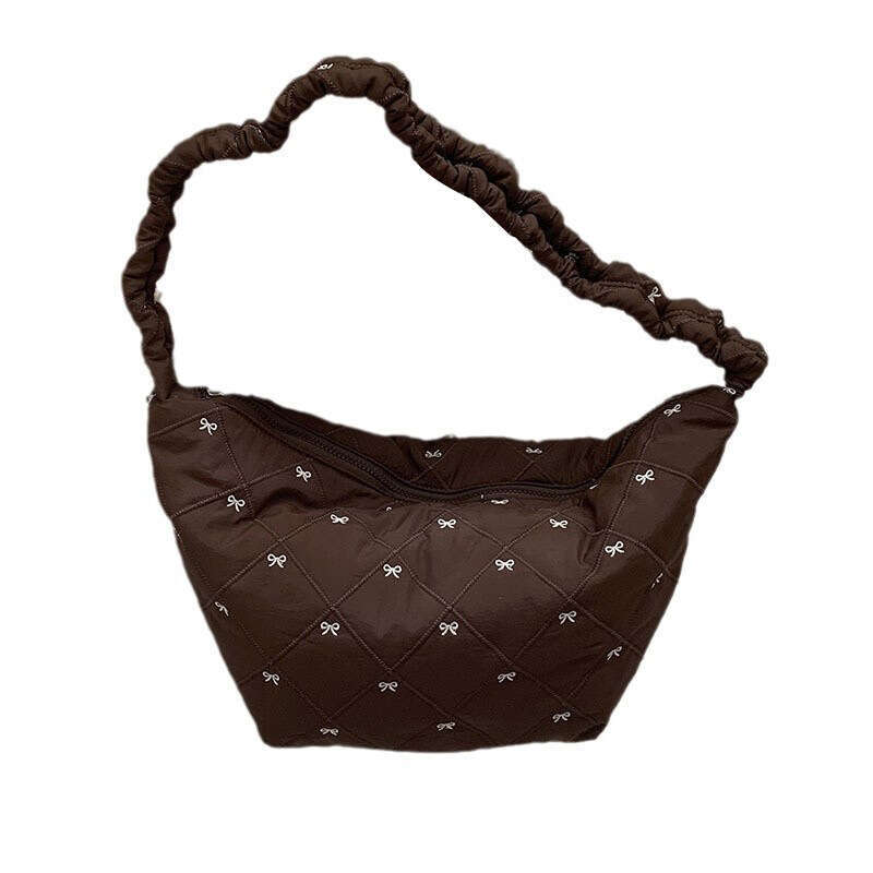 Niche Winter designer bag Down for Women 2024 New Korean Style Nylon Dumpling Versatile Crossbody Shoulder Underarm Bag