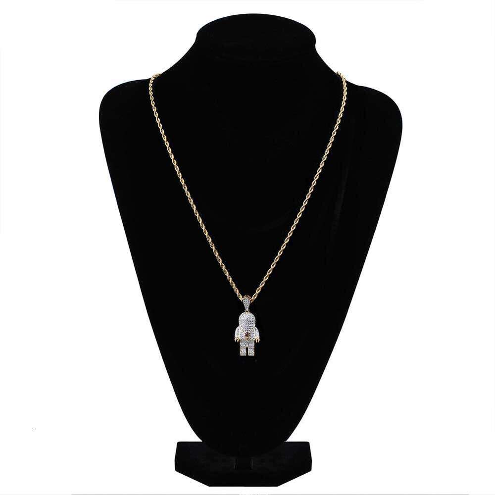 Personality Astronaut Pendant Micro Paved Zircon Hip Hop Men's Trendy Necklace