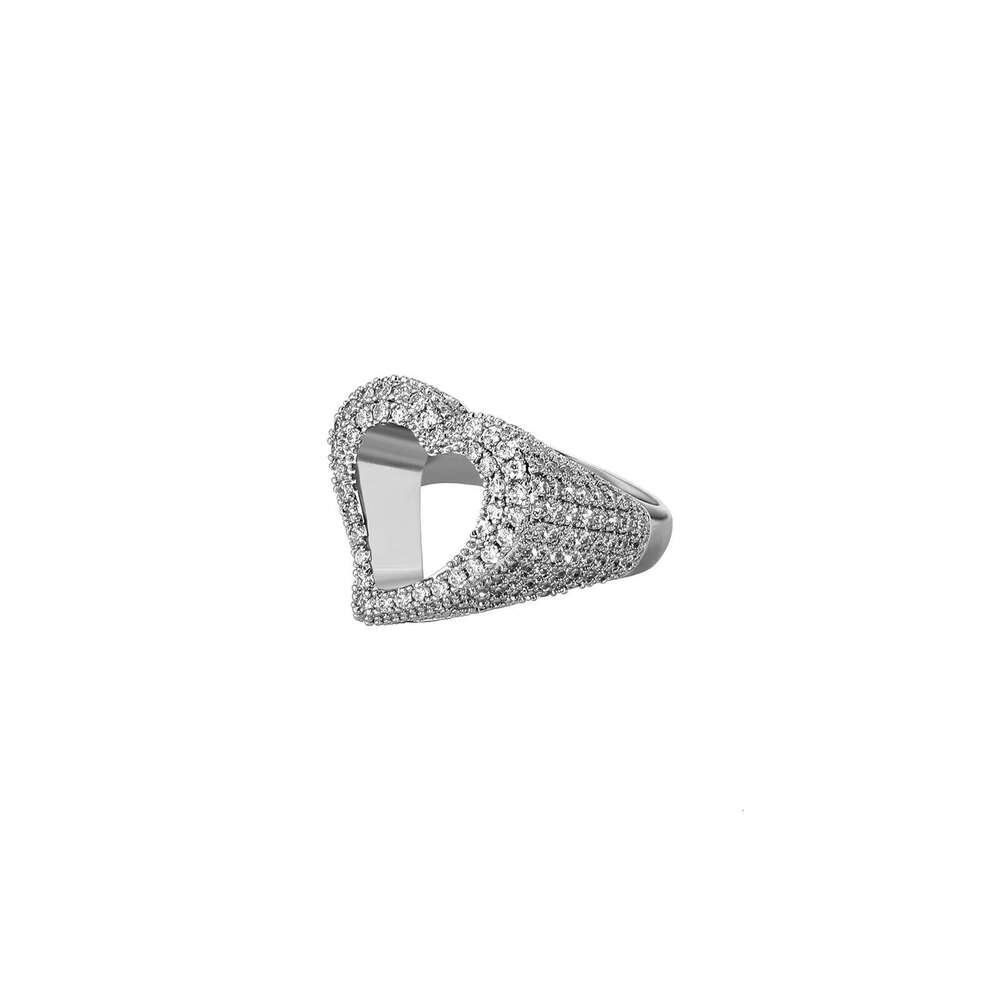 Hollow Heart Zircon Personality Hip-Hop Couple Ins Internet Celebrity Fashion Sense Ring