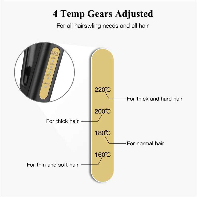 Wide Plate Flat Iron Professional Titanium Alloy Hair Straightener Temperature Adjustable Straightening Venting Styling ToolXJ250621