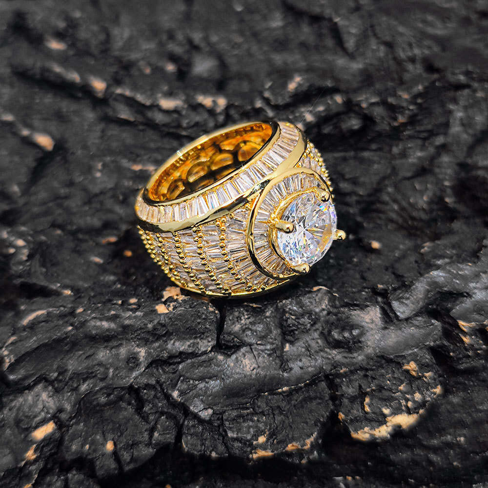 Mixed Zircon Men's Trendy Brand Personality Hip Hop Ring Jewelry 1eaa