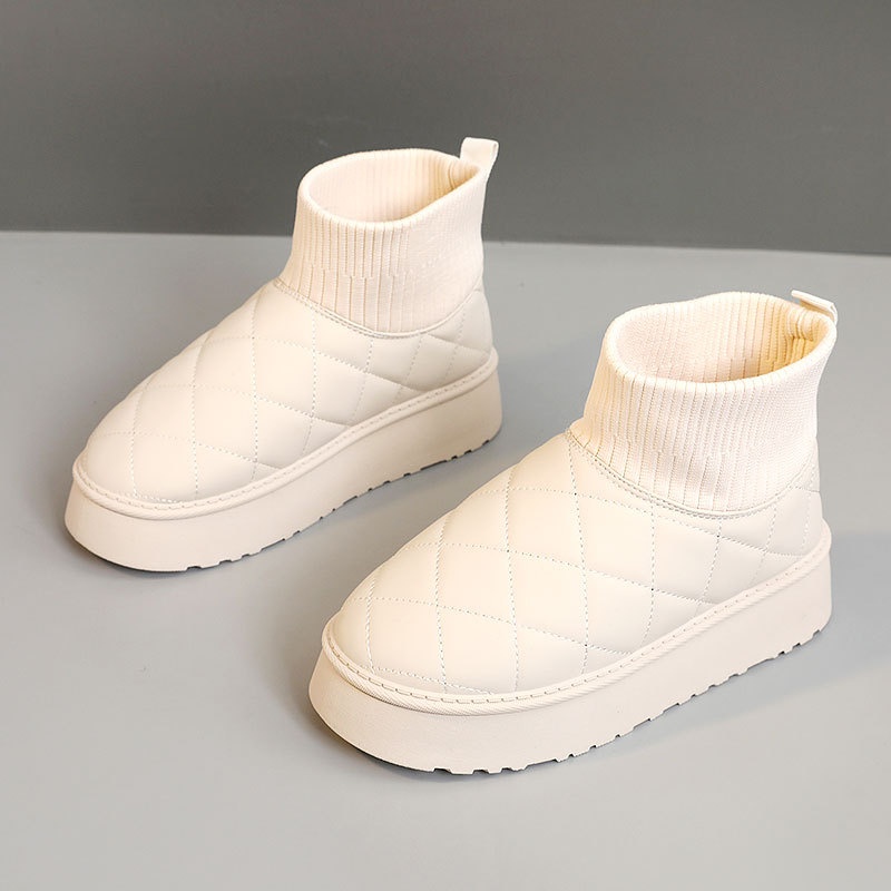 2025 free shipping designer new women's winter shoes solid color women's new snow boots cotton and velvet sports cotton shoes black