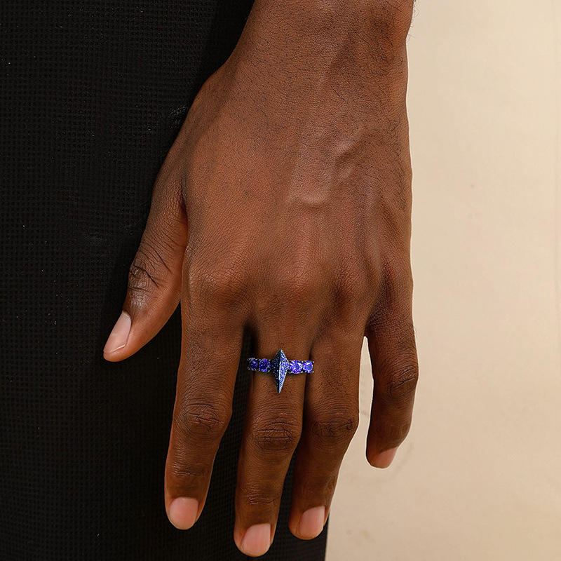 Luxury Jewelry Unique Design Hip Hop Dark Style Irregular Cross Geometric Adjustable Ring Unisex Versatile Couple Finger Ring