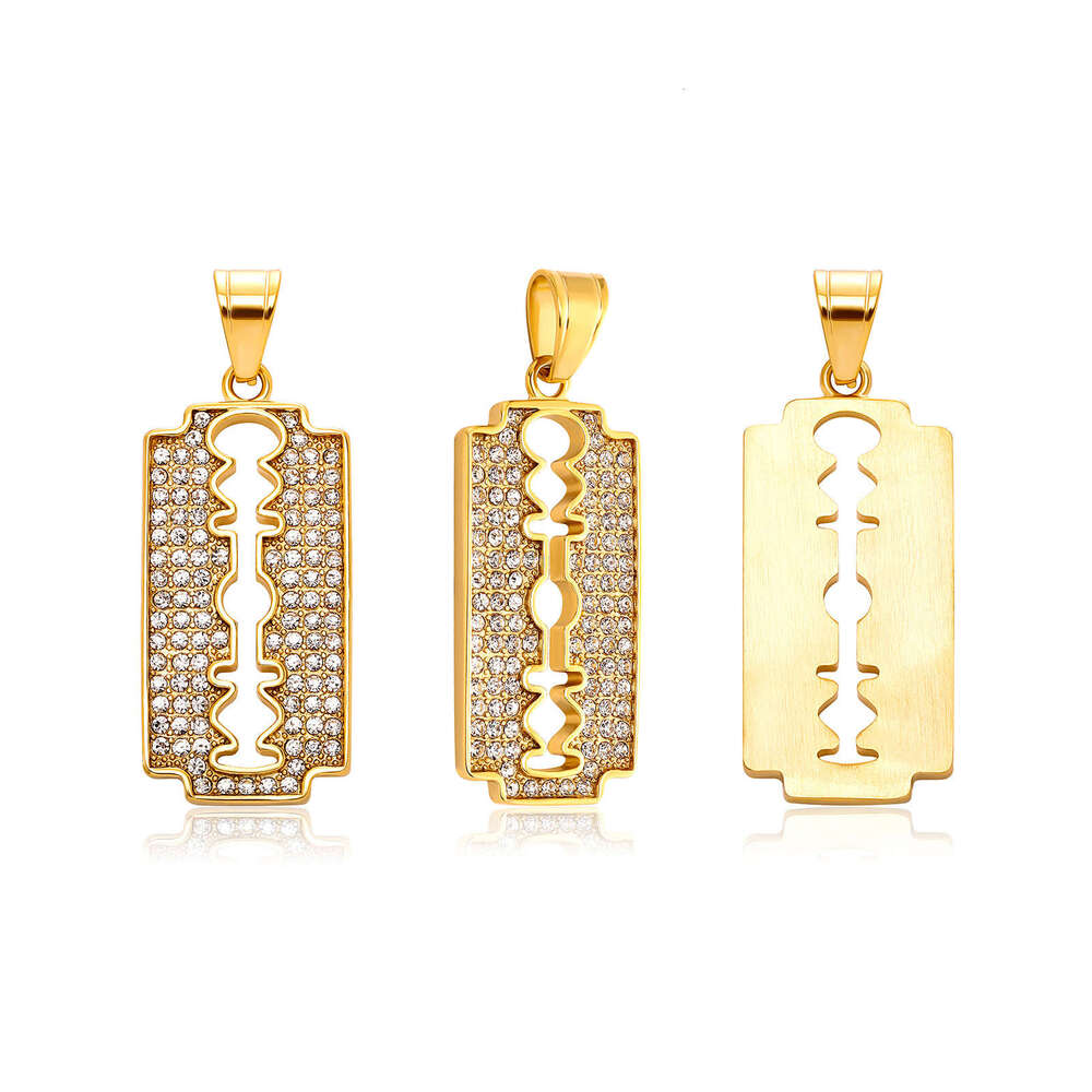Hot Selling Stainless Steel Blade Hip-Hop Style Pendant Necklace Unisex Trendy Accessories TikTok Live