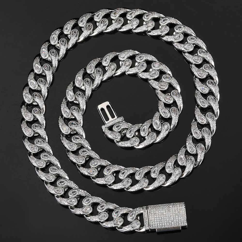 Hip Hop Jewelry Eye Zircon Men's Necklace High-Quality Micro-Paved Dia Trendy Cuban Bracelet 8fa6