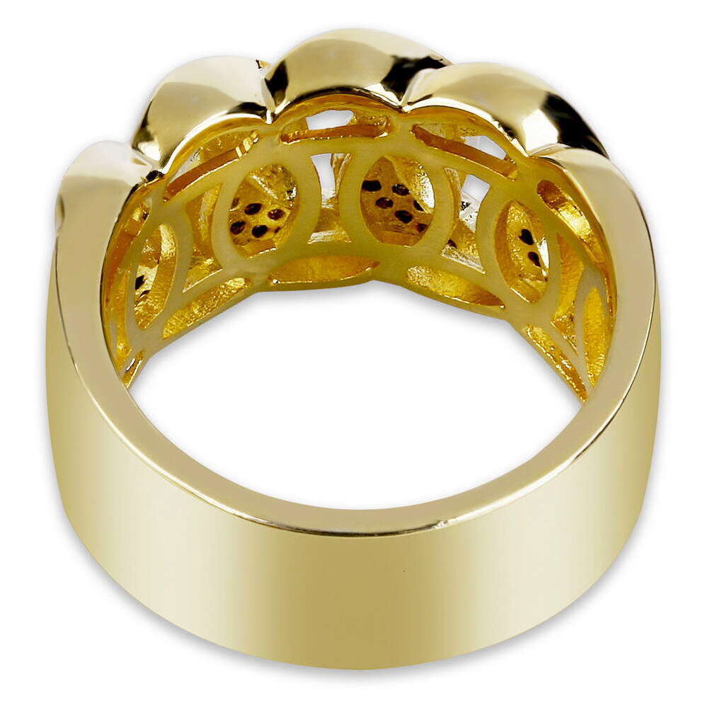 Live Streaming Same Style Gold-Plated Micro-Paved Zircon Hip-Hop Chain Ring Trendy Hipster Jewelry