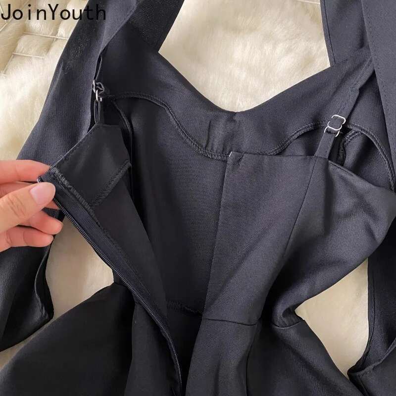 Summer Rompers Womens Jumpsuit Slim Waist Fashion Korean Jump Suit Wide Leg Pants Bodysuit Temperament Sexy Y2k Playsuit 27x826