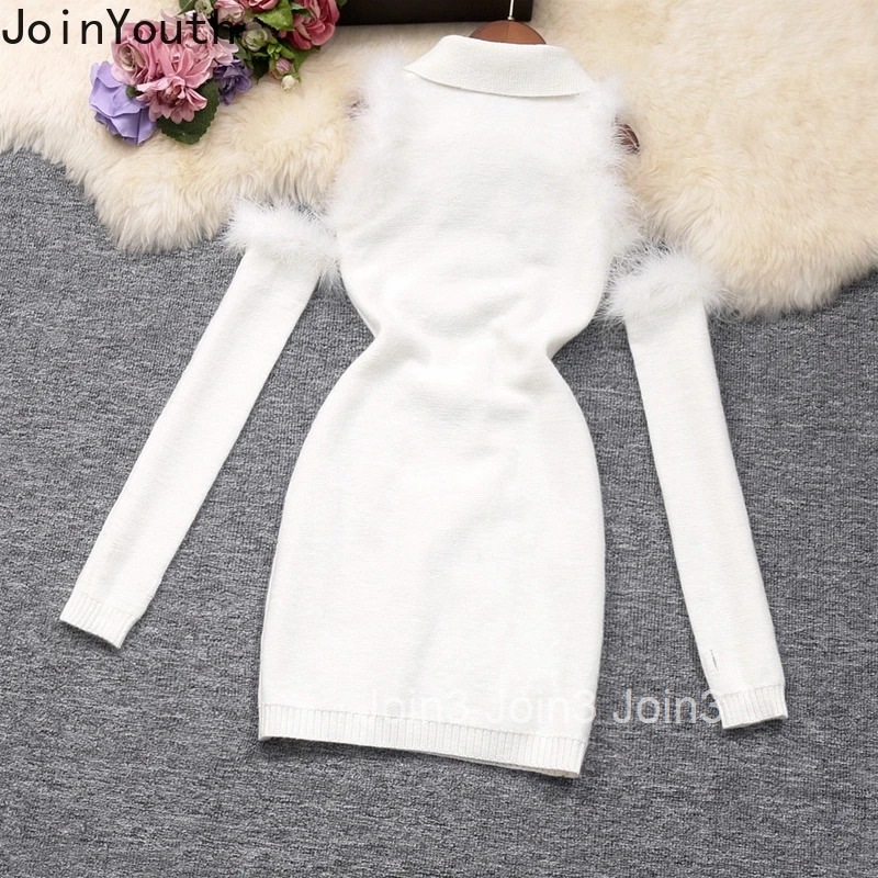 Bodycon Dresses for Women 2025 Vestidos De Mujer Beading Bow Slim Fit Sexy Robe Femme Hollow Out Off Shoulder Knitted Mini Dress