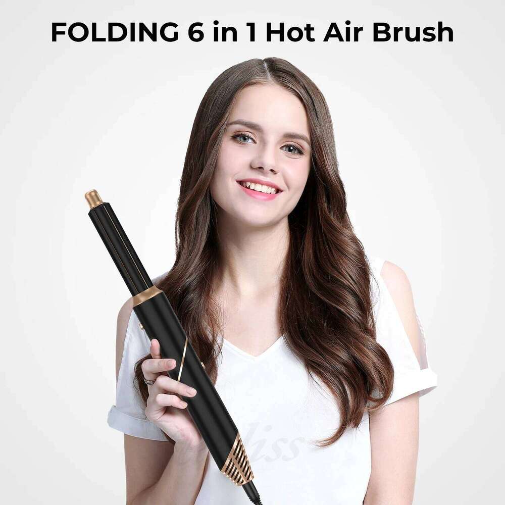 6 In 1 Hot Foldable With Diffuser Detachable Blow Dryer Brush Hairdryer Air Styler Hair Curler Curling Wand
