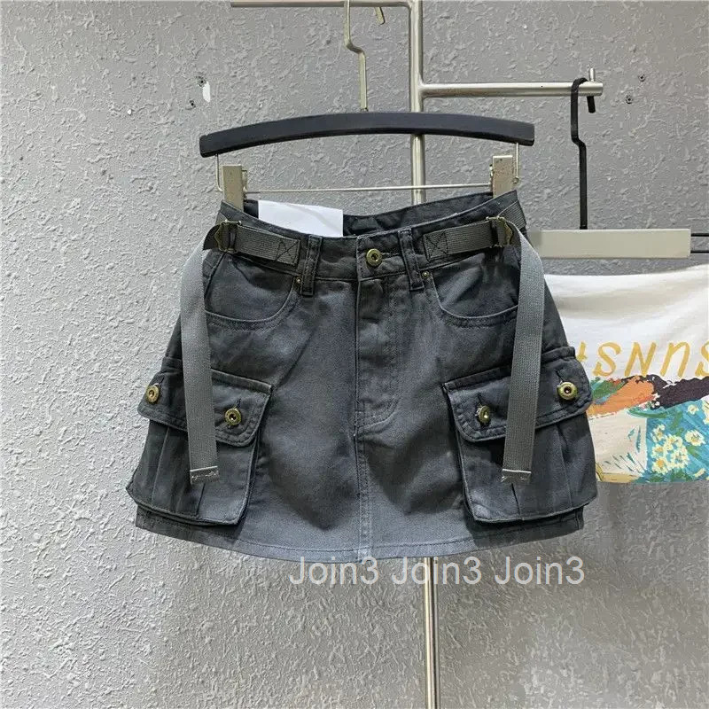 Harajuku Women Skirt 2025 Faldas Mujer De Moda Casual Fashion Korean Jupe Slim Waist Pockets Summer Saia Bodycon Mini Y2k Skirts