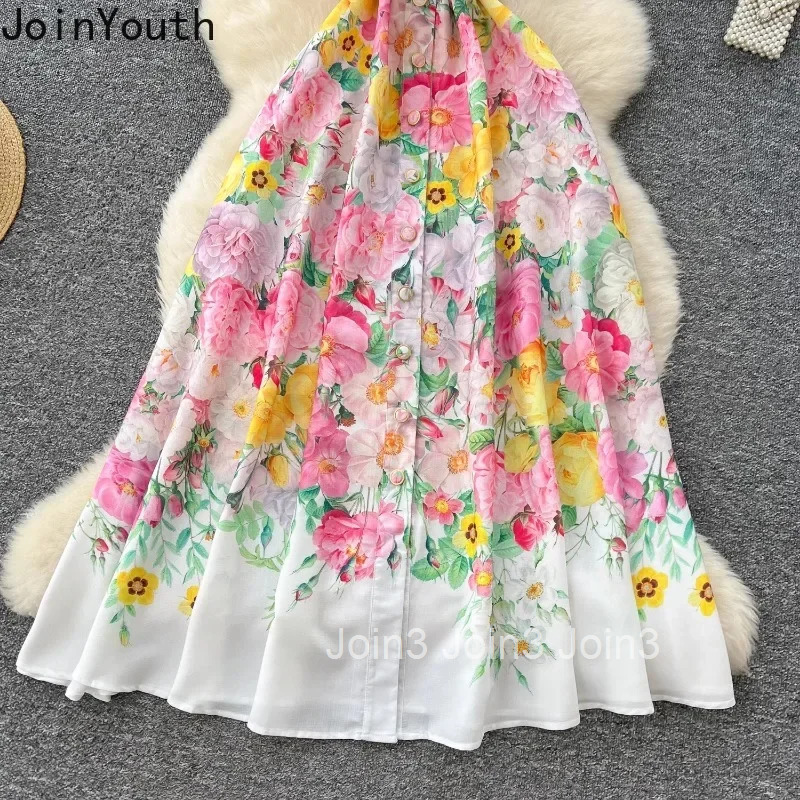 2025 Vestidos De Mujer Summer Dresses Women Clothing Sleeveless Slim Waist Floral Robe Femme Single Breasted Elegant Maxi Dress