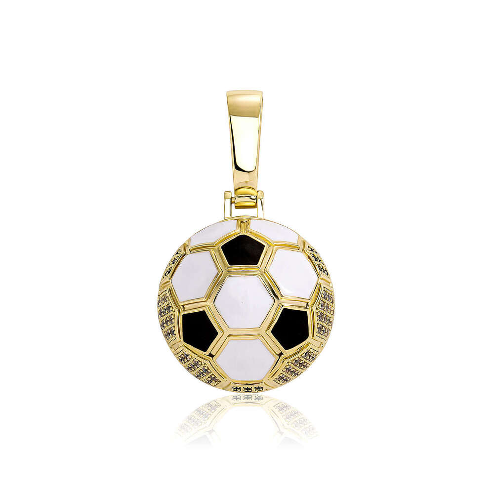 World Cup Soccer Pendant Hip-Hop Sports Style Micro-Paved Zircon Necklace Fan National Flag Color DIY