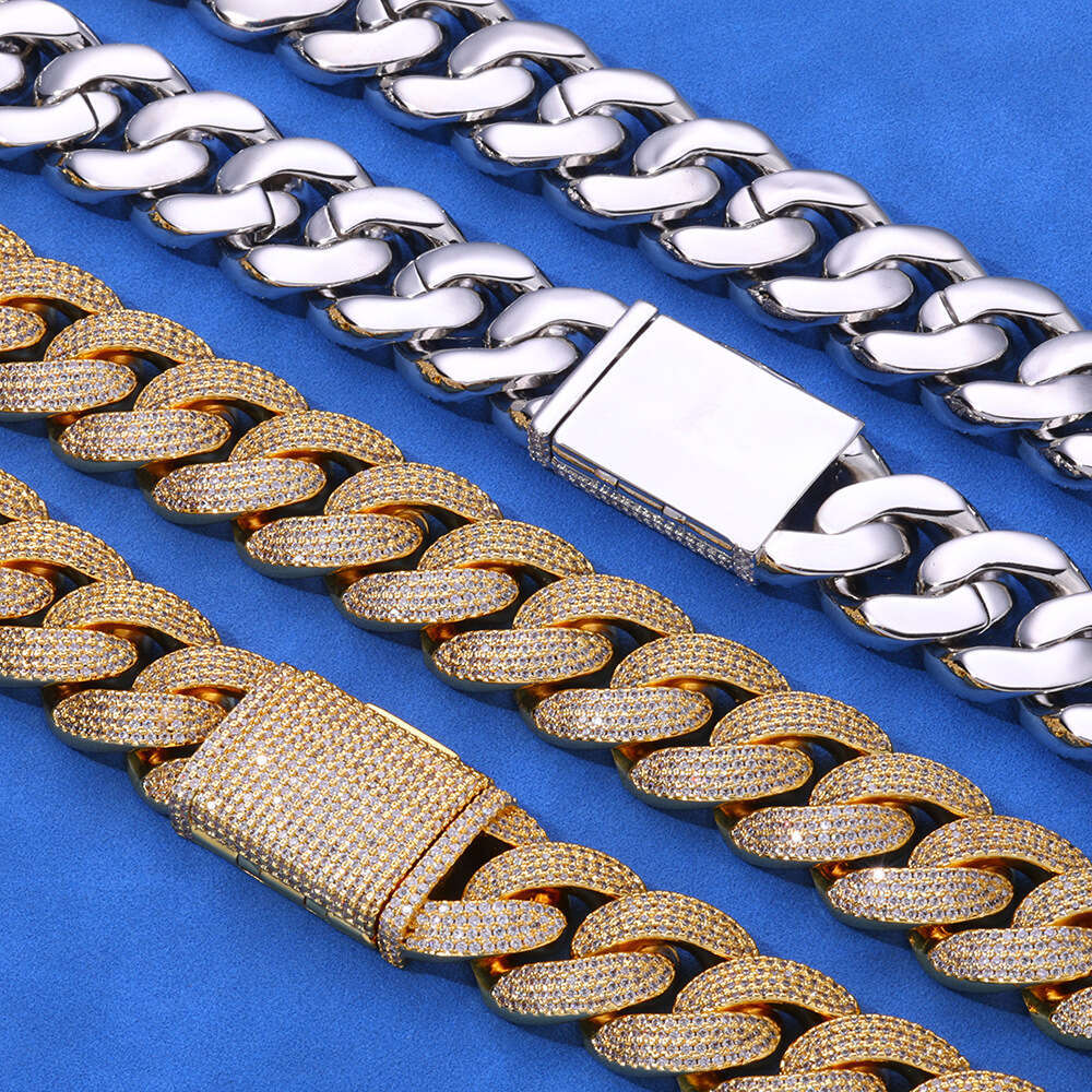 20mm Four-Row Cubic Zirconia Bubble Cuban Hip-Hop Style Men's Jewelry Zircon Necklace eea1