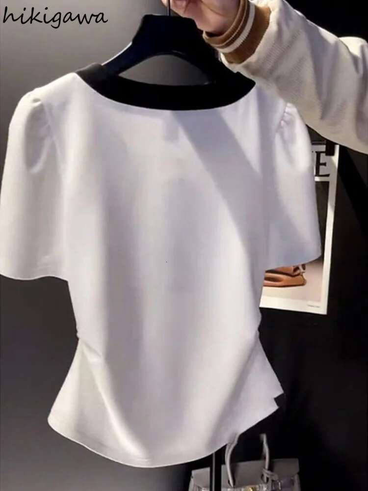 Short Sleeve O-neck Tshirts Women Clothing Summer White Tees 2025 Ropa Mujer Bow Diamond Vintage T Shirt Fashion Sweet T-shirt