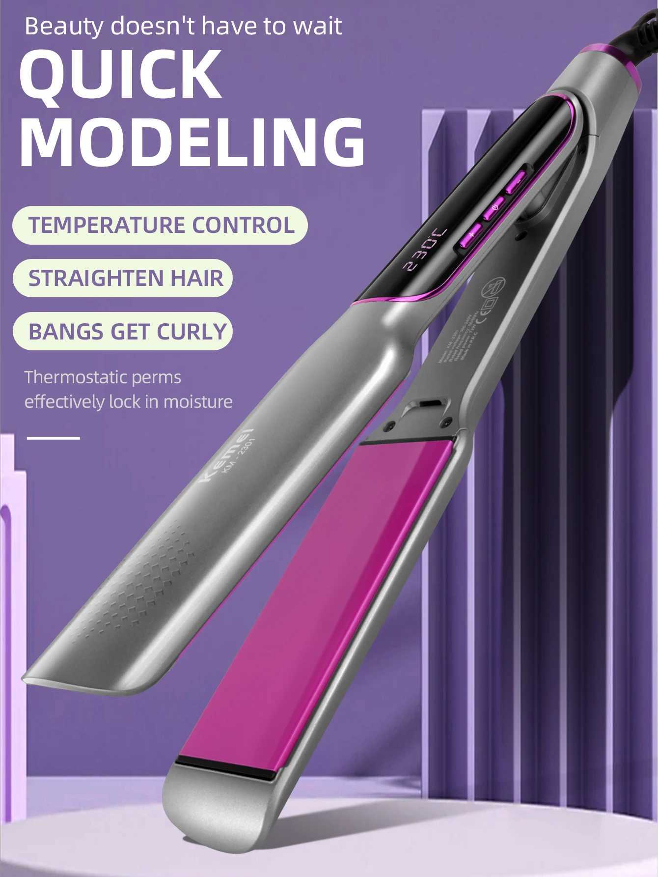 KEMEI Professional Hair Straightener with LCD Display Flat Iron Negative Ion Infrared Hair Straighting Iron Hair Care for WomanXJ250621
