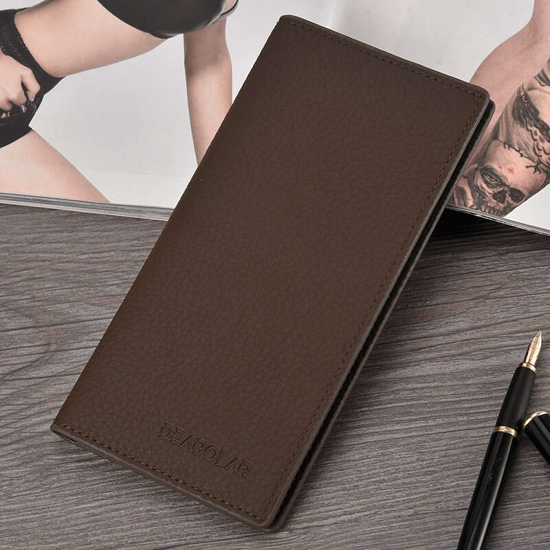 New Men's Long Wallet with Lychee Texture, Multiple Card Slots, Gift, Multifunctional, Simple Style wallet designer mens wallet wallet designer m