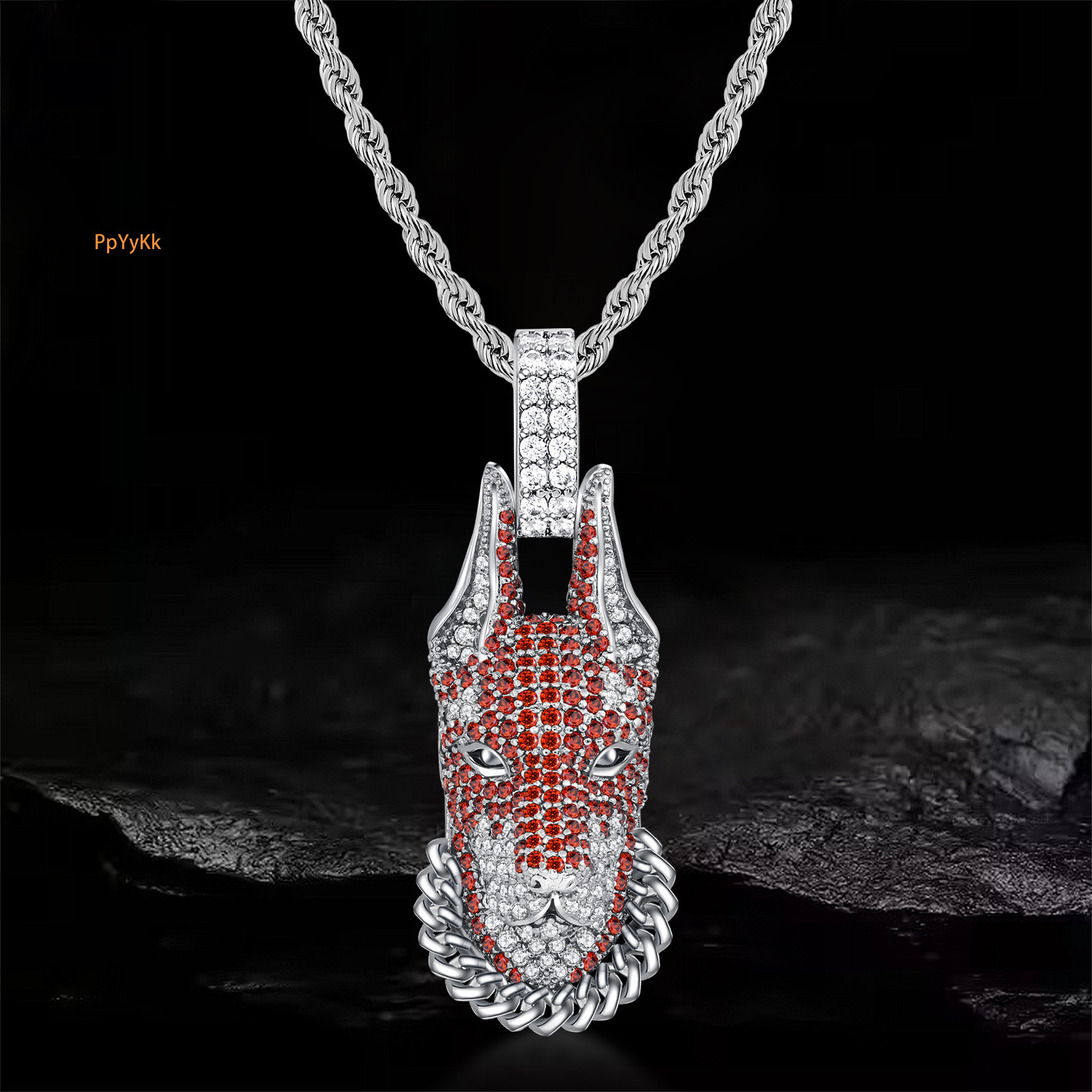 Luxury Moissanite Wolf Head Hip Hop Pendant Diamond Inlaid Punk Style Premium Statement Necklace Pass the diamond tester