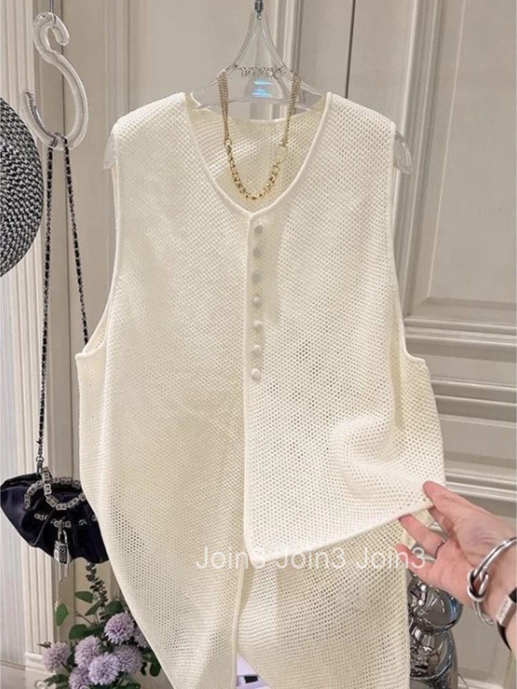 Summer Tanks Women Clothing Fashion Korean Waistcoats Thin Irregular Hollow Out Vest Coats Ropa Mujer Vintage Oversized Tops
