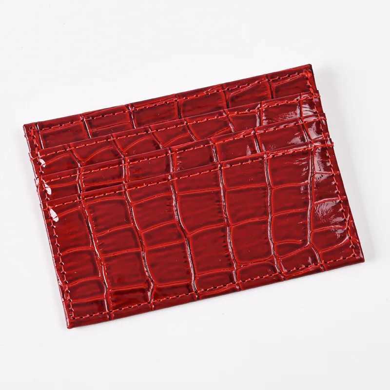 Crocodile Pattern Card Holder Wallet Pu Leather Thin Womens Business Case Bag Student ID Bus Card Cover Purse Z250621