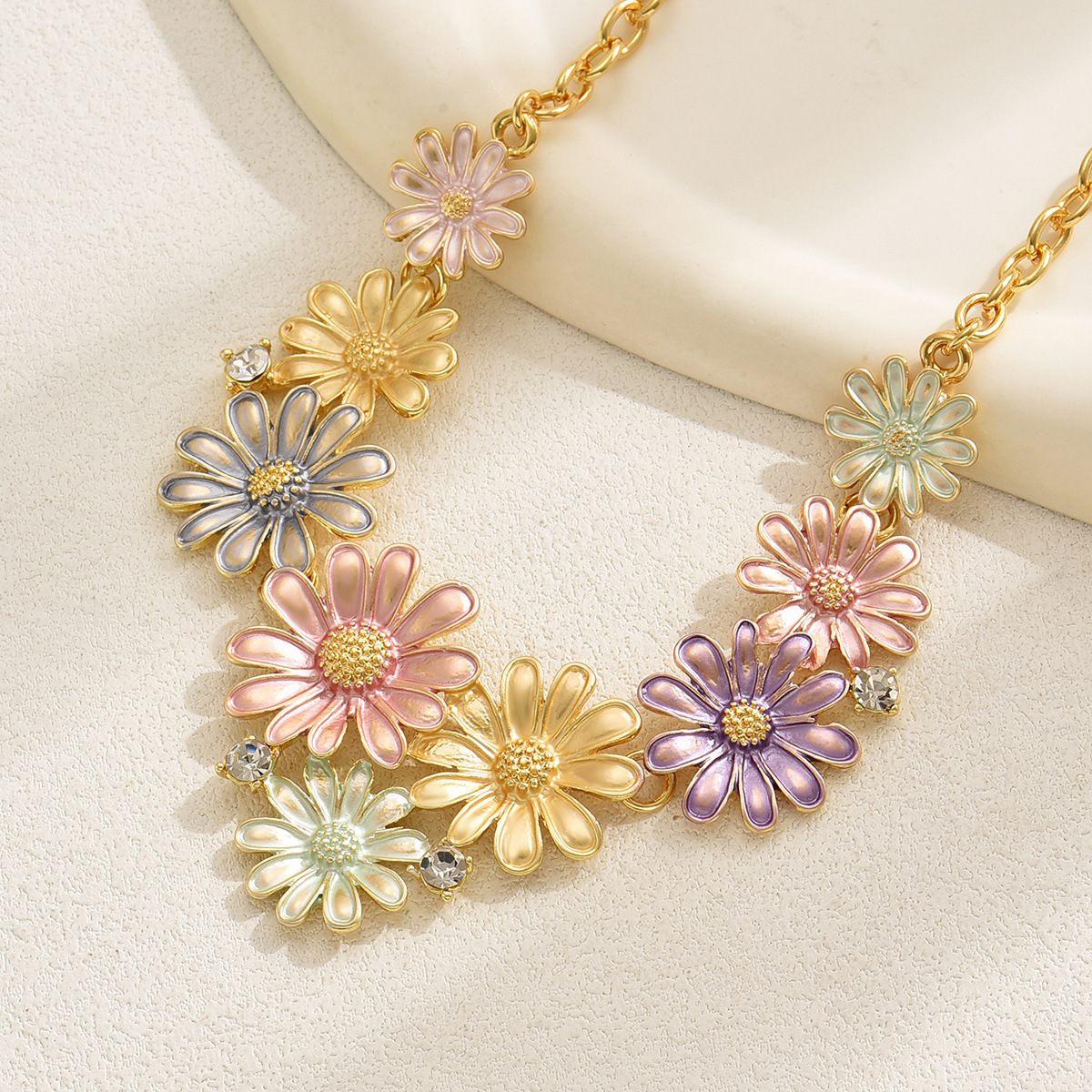 Super Fairy Flower Necklace Simple Oil Drip Design For Women Corful Long Chain