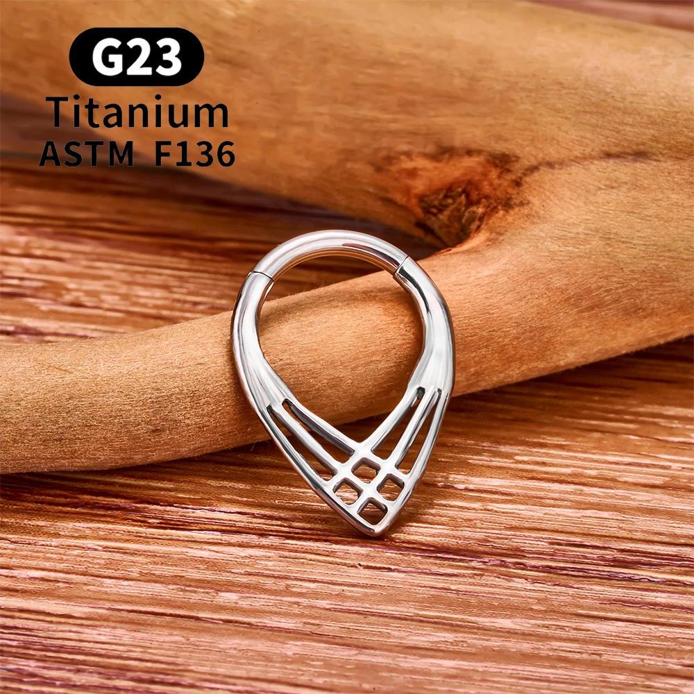 ASTM 36 G23 Piercing Septum Heart Nose Rings 16G Hinged Clicker Tragus Cartilage Helix Earrings Punk Body Jewelry 250613
