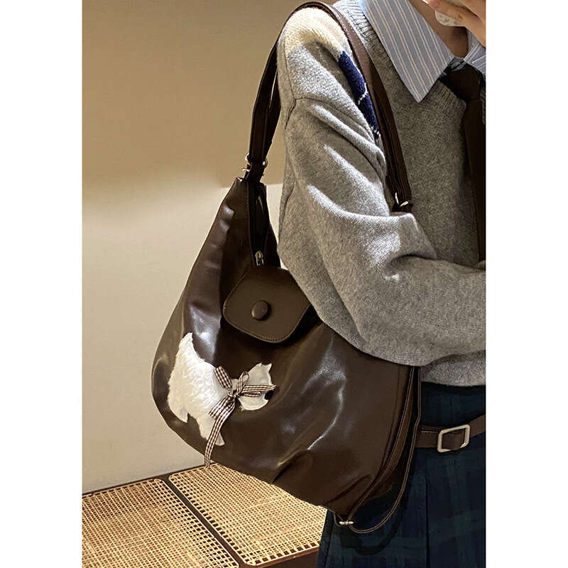 Niche Tote for designer bag Women 2024 New Korean Cute Puppy College Style Backpack Large Capacity Shoulder Bag
