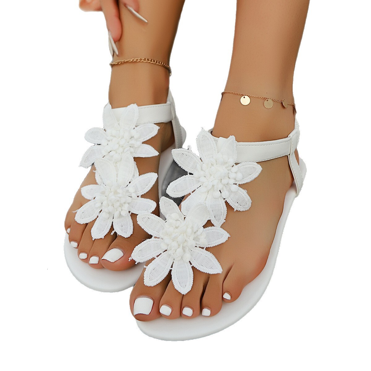 Luxury Brand Designer Shoes Sandals Women's Fashion Plus Size Beach Sandals 2025 New Style Toe Post Fashion Flower Women's Slip-On Sandals