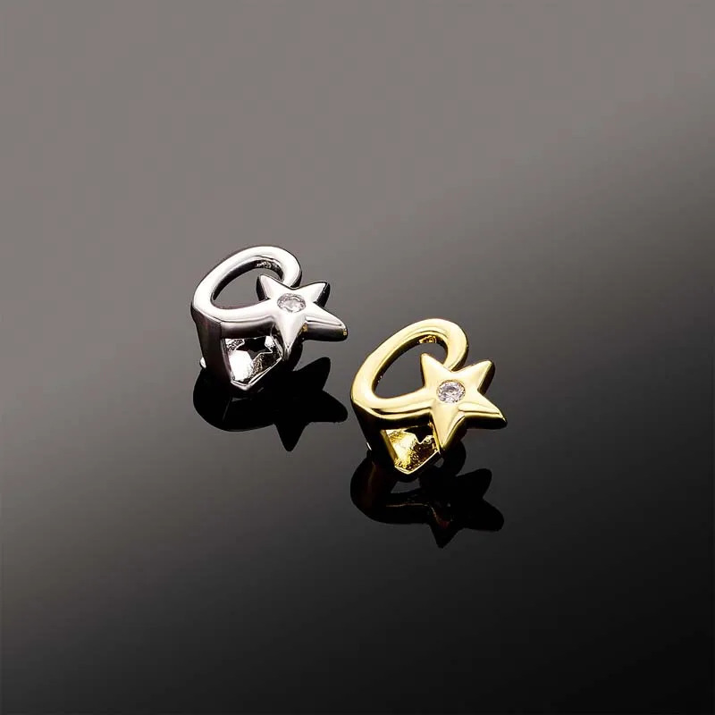 Fashion Single Star Zircon Teeth Cap for Women Men Punk Gold Silver Color Geometric Hollow Dental 250613
