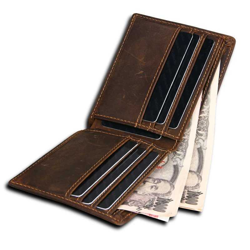 Genuine Leather Mens Wallet RFID Blocking Slim Wallets Male Thin Purse High Quality Cowhide Card Wallet For Men Male Z250621