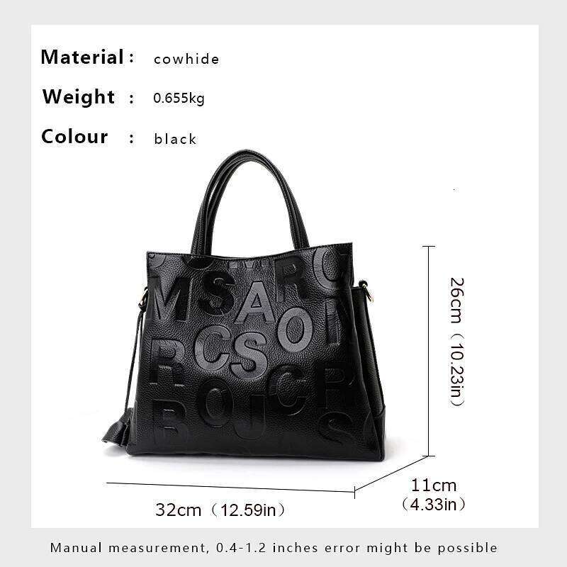 New Fashion Letter Printed Women's With High Quality And Large Capacity Cowhide Commuter Bag 2025/06/19