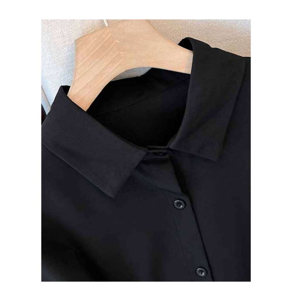 Plus Faionable Large Size Women's Long Sve Collar Irt Spring New Ele Anti-Aging Trendy Top Korean Sle