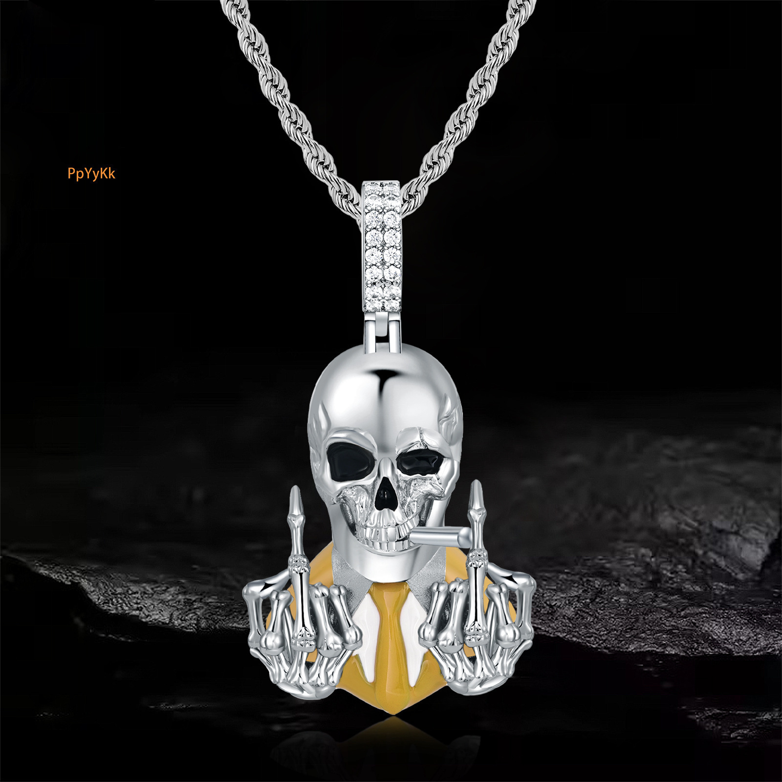 Luxury Moissanite druzy jewelry Skull Pendant Hip Hop Necklace for Men Niche Design with High-End Aesthetic