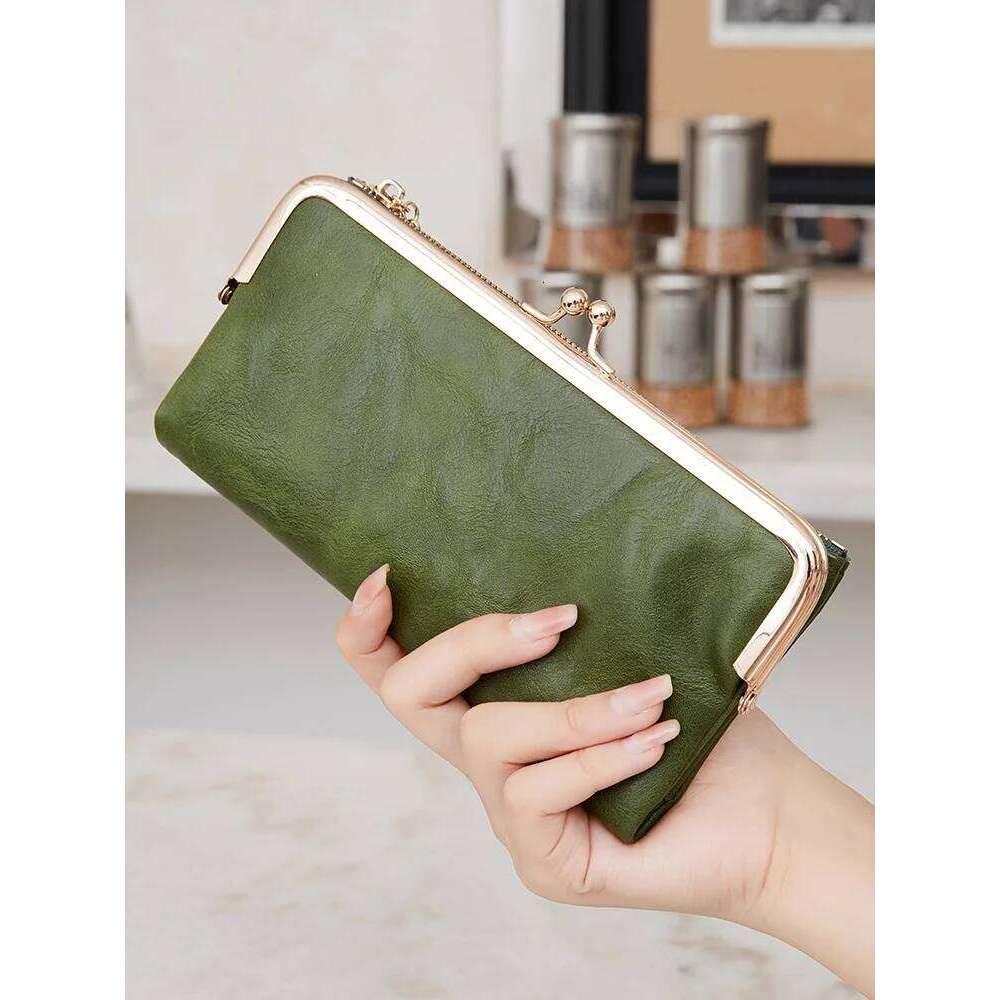 Solid Color Multi Functional Long Wallet, Vintage Clutch Coin Purse, Women's Card Holder Zipper Wallet