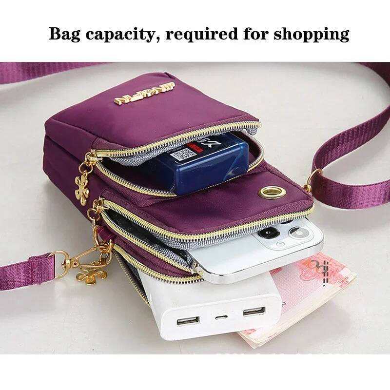 DHGM Mobile Phone Women's Crossbody Mini Bags Fashion Mom Mommy Coin Neck Hanging Running Cover Shoulder Bag 3 Layer Wallet