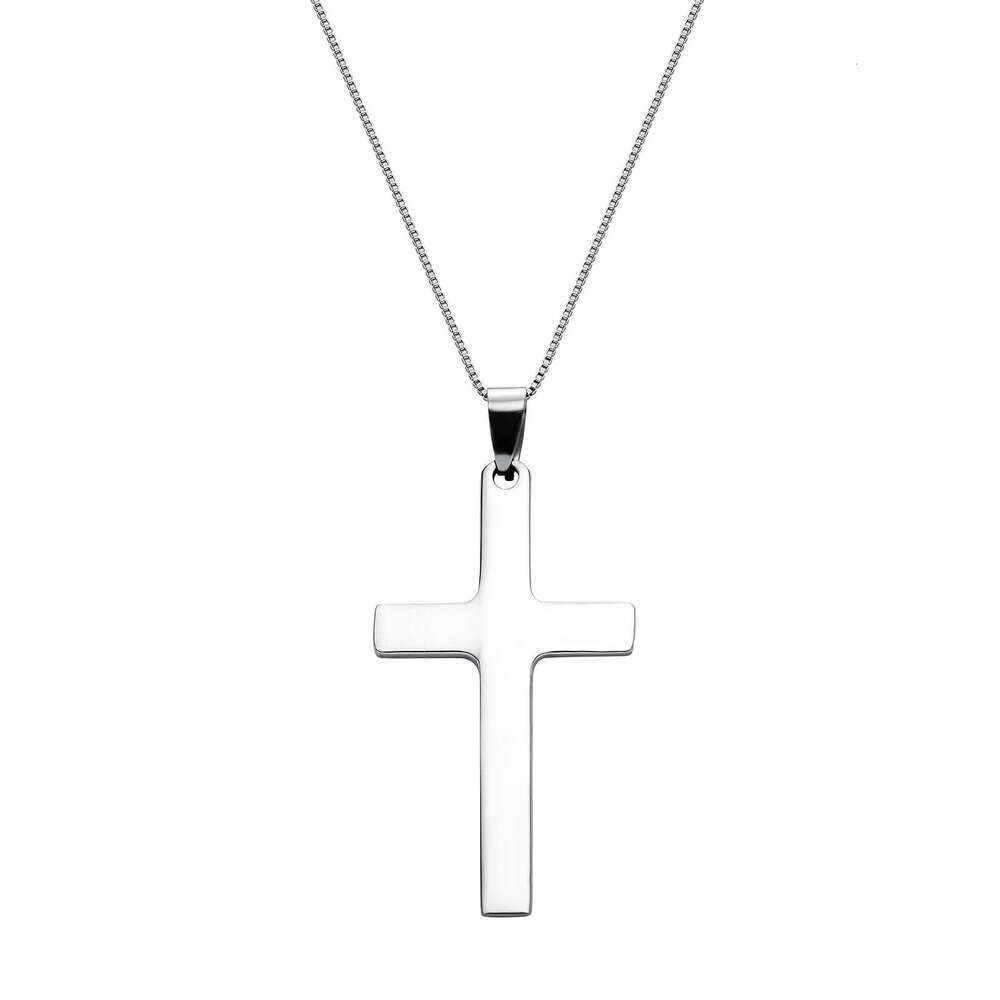 New Simple Stainless Steel Men's Cross Necklace Pendant Jewelry Plain Smooth Surface