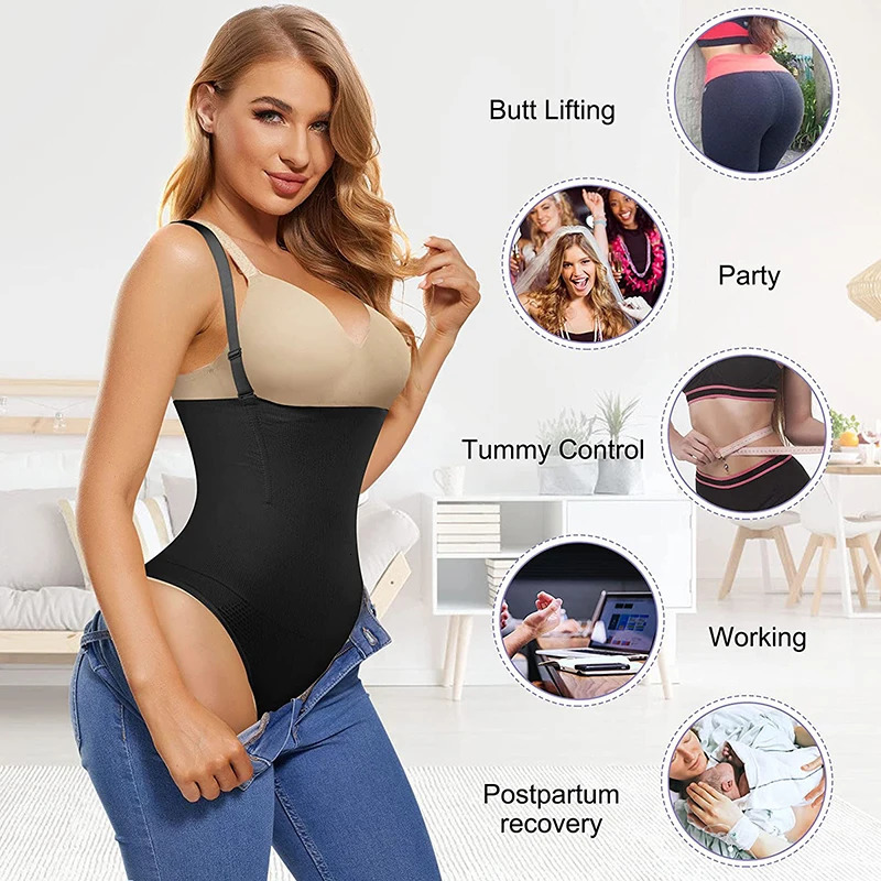 Thong Bodysuit Shapewear Women Underbust Body Shaper Tummy Control Slimming Underwear Push Up Butt Lifter Abdomen Shapers Corset 250617