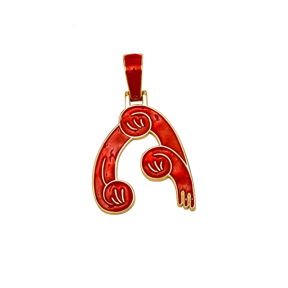 Jin Ao Design Chinese Hip-Hop Pendant Full Dia Zircon Enamel Double-Sided English Letter National Style Necklace